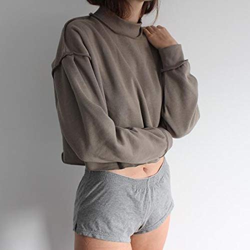 Women Pullover Cropped Hoodies Long Sleeves Sweatshirts Casual Crop Tops for Fall Winter ( Apricot)