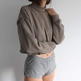 Women Pullover Cropped Hoodies Long Sleeves Sweatshirts Casual Crop Tops for Fall Winter ( Apricot)