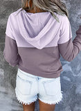 Womens Casual Hoodies Long Sleeve Drawstring Lightweight Solid Hooded Sweatshirt Button Loose Pullover Tops Fall Clothes with Pocket