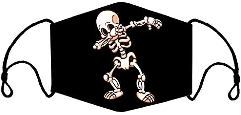 Stylish Skull Print Adult Halloween Fashion Dustproof Face_Mask Washable Reusable Cloth Bandana for Men Women Pack of 5