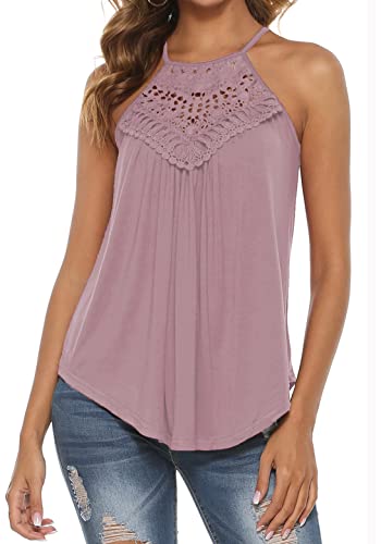 Summer Tops for Women Halter Strappy Tank Tops Casual Sleeveless Workout Shirts Blouses Grey