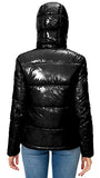 Women's Winter Hooded Shiny Puffer Jacket Casual Warm Quilted Full Zip Short Bubble Padded Coat (as1, alpha, s, regular, regular, Dark Gold, Small)