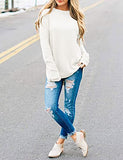 Women's Long Sleeve Oversized Crew Neck Solid Color Knit Pullover Sweater Tops Mocha