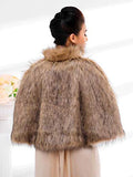 Women's Faux Fur Shawls Cape and Wraps Bridal Cloak Coat Fur Cover Up for Bride and Bridesmaids . (Beige)