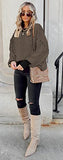 Oversized Sweaters for Women 2023 Trendy Fall Crew Neck Lantern Sleeve Striped Side Slit Knit Pullover Jumper Tops