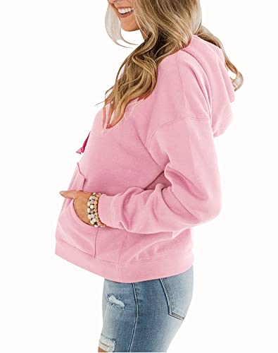 Womens Casual Hoodies Crew Neck Long Sleeve Sweatshirts With Pocket Lightweight Pullover Tops-Gradient