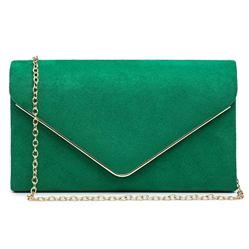 Ladies' Velvet Evening Clutch Handbag Formal Party Clutch For Women With Chain Strap (Rose)