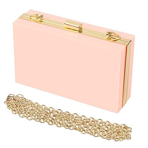 Women Acrylic Transparent Gold star Evening Bags Purses Clutch Vintage Banquet Handbag (Pink) Medium