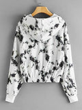 Women's Tie Dye Long Sleeve Hooded Sweatshirt Hoodies Drawstring Drop Shoulder Pullover