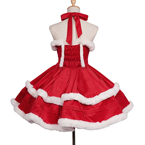 Christmas Dresses for Women Solid Color Fashion Warm Halter Dress Suit with Cloak (S, Dress) …