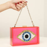 Clutch Purses for Women-Evil Eye Acrylic Clutch Glitter Purse Evening Bag Chain Shoulder Crossbody Handbags