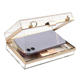 Women Acrylic Transparent Gold star Evening Bags Purses Clutch Vintage Banquet Handbag (Pink) Medium