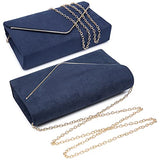 Ladies' Velvet Evening Clutch Handbag Formal Party Clutch For Women With Chain Strap (Rose)