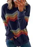 BTFBM Women Sweatshirts Tie Dye Print Striped Color Block Long Sleeve Comfy Loose Soft Casual T Shirts Pullover (S-2XL) (Aztec Print Grey, Small)