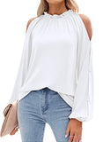 Cold Shoulder Tops for Women Sexy Casual Elegant Frill Neck Blouses Shirts