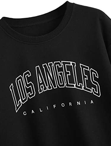 Women's Letter Print Graphic Drop Shoulder Long Sleeve Pullover Sweatshirt