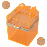 Women Acrylic Transparent Gold star Evening Bags Purses Clutch Vintage Banquet Handbag (Pink) Medium