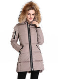 Women's Down Coat With Real Raccoon Fur Hooded Parka Jacket (Large, Wine)