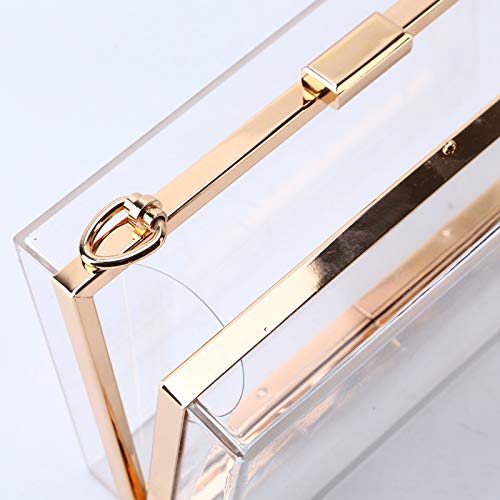 Women Acrylic Transparent Gold star Evening Bags Purses Clutch Vintage Banquet Handbag (Pink) Medium