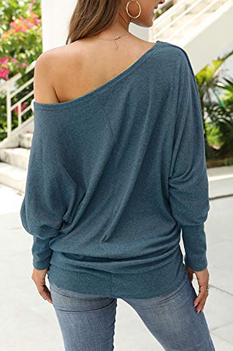 Long Sleeve Tops for Women,Sexy Off Shoulder Tops Oversized Pullover Sweater Casual Fall Shirts Tunic Blouse