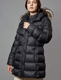 Women's Down Coat With Real Raccoon Fur Hooded Parka Jacket (Large, Wine)
