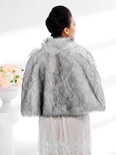 Women's Faux Fur Shawls Cape and Wraps Bridal Cloak Coat Fur Cover Up for Bride and Bridesmaids . (Beige)