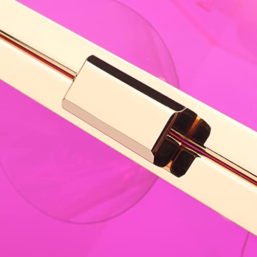 Women Acrylic Transparent Gold star Evening Bags Purses Clutch Vintage Banquet Handbag (Pink) Medium