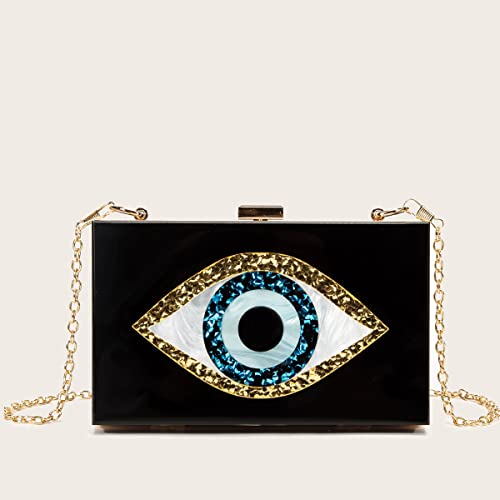 Clutch Purses for Women-Evil Eye Acrylic Clutch Glitter Purse Evening Bag Chain Shoulder Crossbody Handbags