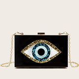 Clutch Purses for Women-Evil Eye Acrylic Clutch Glitter Purse Evening Bag Chain Shoulder Crossbody Handbags