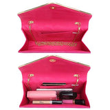 Ladies' Velvet Evening Clutch Handbag Formal Party Clutch For Women With Chain Strap (Rose)