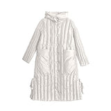 Womens Puffer Jackets Ankle Length Thicken Winter Coats Folds Stripe Overcoat Warm Padded Loose Down Coat Beige