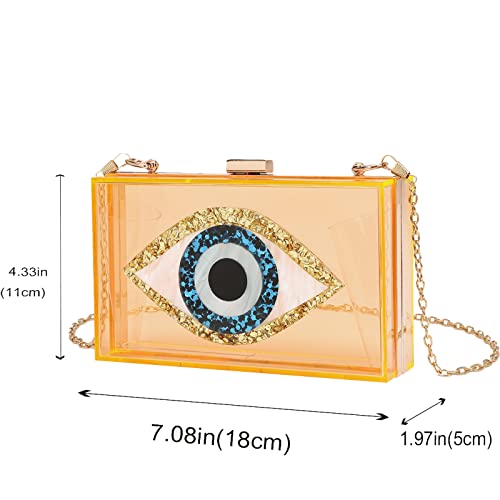 Clutch Purses for Women-Evil Eye Acrylic Clutch Glitter Purse Evening Bag Chain Shoulder Crossbody Handbags