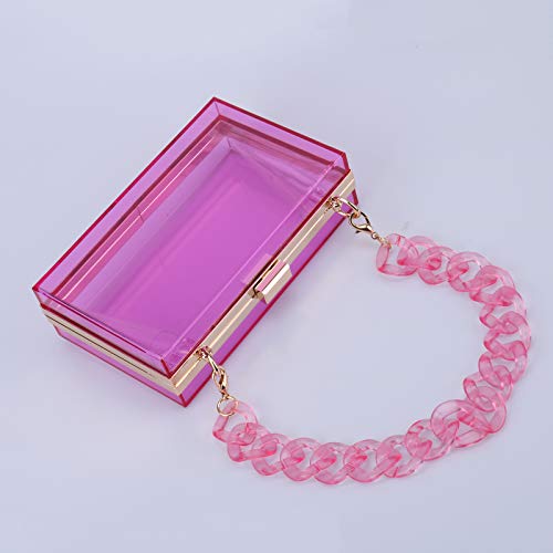 Women Acrylic Transparent Gold star Evening Bags Purses Clutch Vintage Banquet Handbag (Pink) Medium