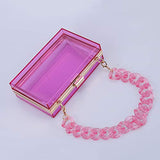 Women Acrylic Transparent Gold star Evening Bags Purses Clutch Vintage Banquet Handbag (Pink) Medium