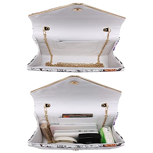 Ladies' Velvet Evening Clutch Handbag Formal Party Clutch For Women With Chain Strap (Rose)