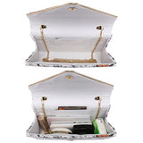 Ladies' Velvet Evening Clutch Handbag Formal Party Clutch For Women With Chain Strap (Rose)