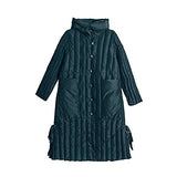 Womens Puffer Jackets Ankle Length Thicken Winter Coats Folds Stripe Overcoat Warm Padded Loose Down Coat Beige