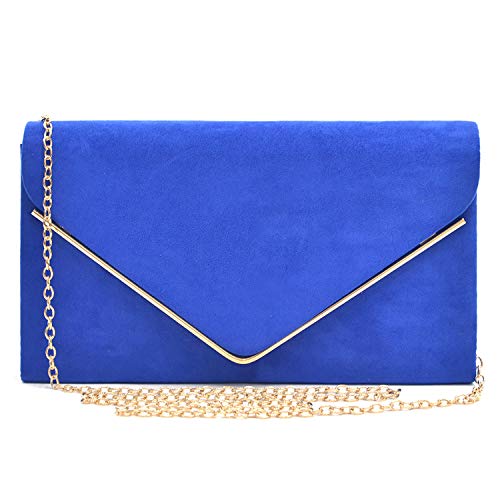Ladies' Velvet Evening Clutch Handbag Formal Party Clutch For Women With Chain Strap (Rose)