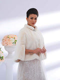Women's Faux Fur Shawls Cape and Wraps Bridal Cloak Coat Fur Cover Up for Bride and Bridesmaids . (Beige)
