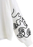 Women's Drop Shoulder Lantern Long Sleeve Round Neck Pullover Sweater Tops