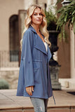 Women's Casual Lightweight Jackets Long Sleeve Drawstring Waist Lapel Trench Coat Outwear with Pockets