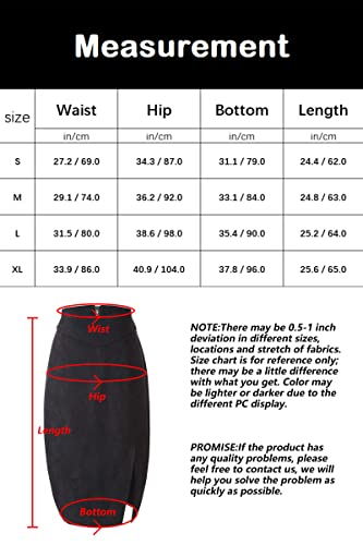 Bellivera Women Faux Suede Leather Pencil Skirt, Spring Fall Casual Midi Skirts Spring and Summer Hip Wrapped Back Split FF21 Camel L
