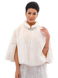 Women's Faux Fur Shawls Cape and Wraps Bridal Cloak Coat Fur Cover Up for Bride and Bridesmaids . (Beige)