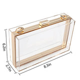 Women Acrylic Transparent Gold star Evening Bags Purses Clutch Vintage Banquet Handbag (Pink) Medium