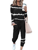 Women's Long Sleeve Loungewear Crewneck Pullover Tops Long Pants Sweatsuits Tracksuits with Pockets Army Green