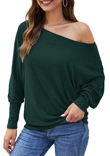 Long Sleeve Tops for Women,Sexy Off Shoulder Tops Oversized Pullover Sweater Casual Fall Shirts Tunic Blouse
