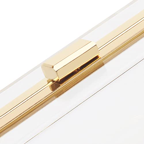 Women Acrylic Transparent Gold star Evening Bags Purses Clutch Vintage Banquet Handbag (Pink) Medium