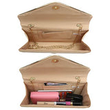 Ladies' Velvet Evening Clutch Handbag Formal Party Clutch For Women With Chain Strap (Rose)