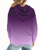 Womens Casual Hoodies Crew Neck Long Sleeve Sweatshirts With Pocket Lightweight Pullover Tops-Gradient