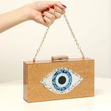 Clutch Purses for Women-Evil Eye Acrylic Clutch Glitter Purse Evening Bag Chain Shoulder Crossbody Handbags